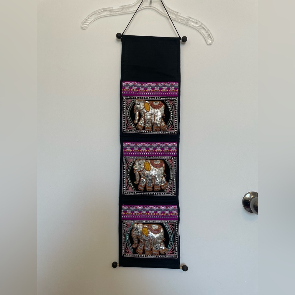 Thai Elephants Tapestry Mail Letter Organizer Handmade Art Home Decor - Picture 4 of 7
